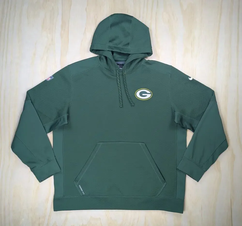 Nike Men's XL Green Bay Packers Therma-Fit NFL On-Field Pullover Hoodie Green